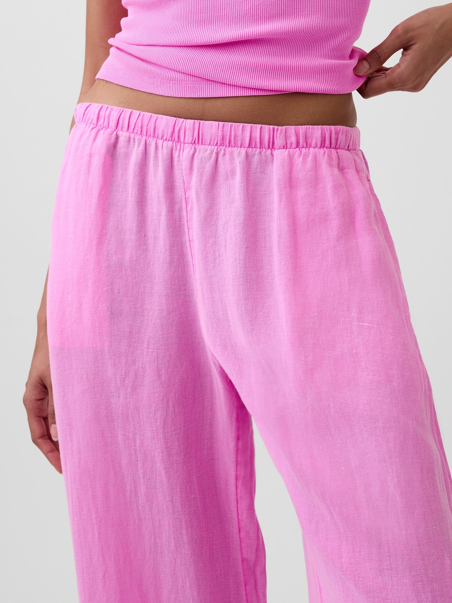 Linen-Blend Easy Wide-Leg Pants