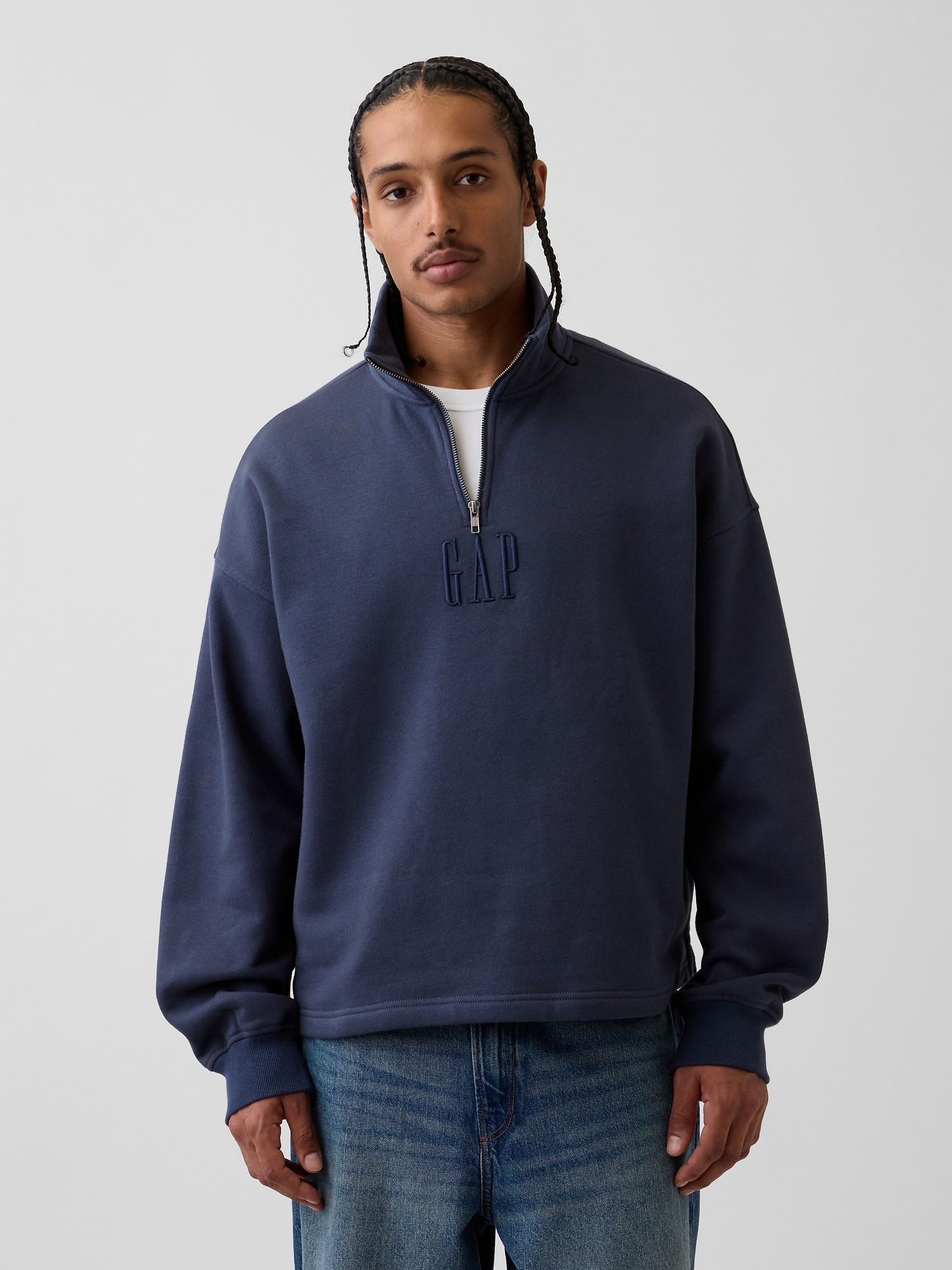 Heavyweight Oversized Logo Quarter-Zip Pullover