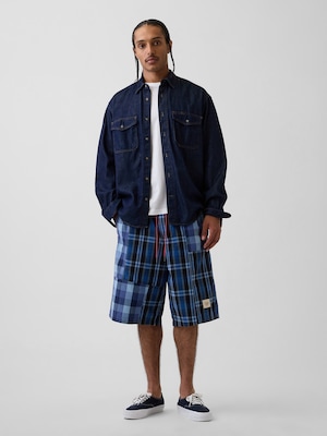 Gap &times; Sean Wotherspoon バギー パッチワーク プレイドショートパンツ