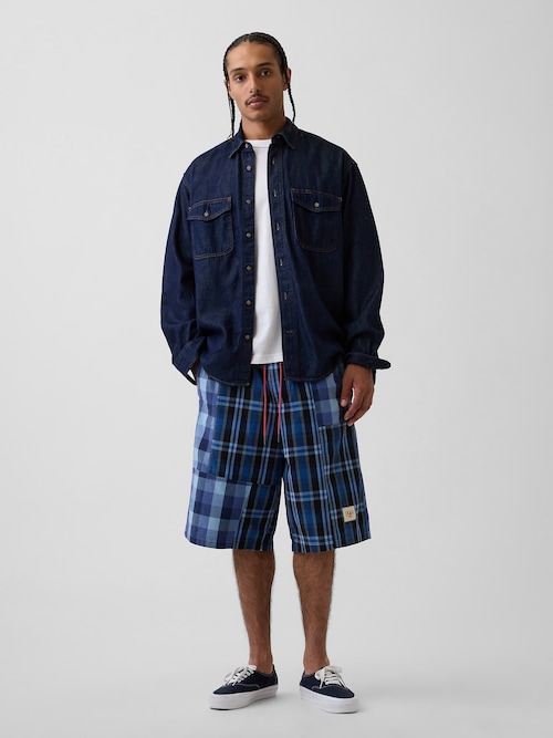 Gap &times; Sean Wotherspoon バギー パッチワーク プレイドショートパンツ