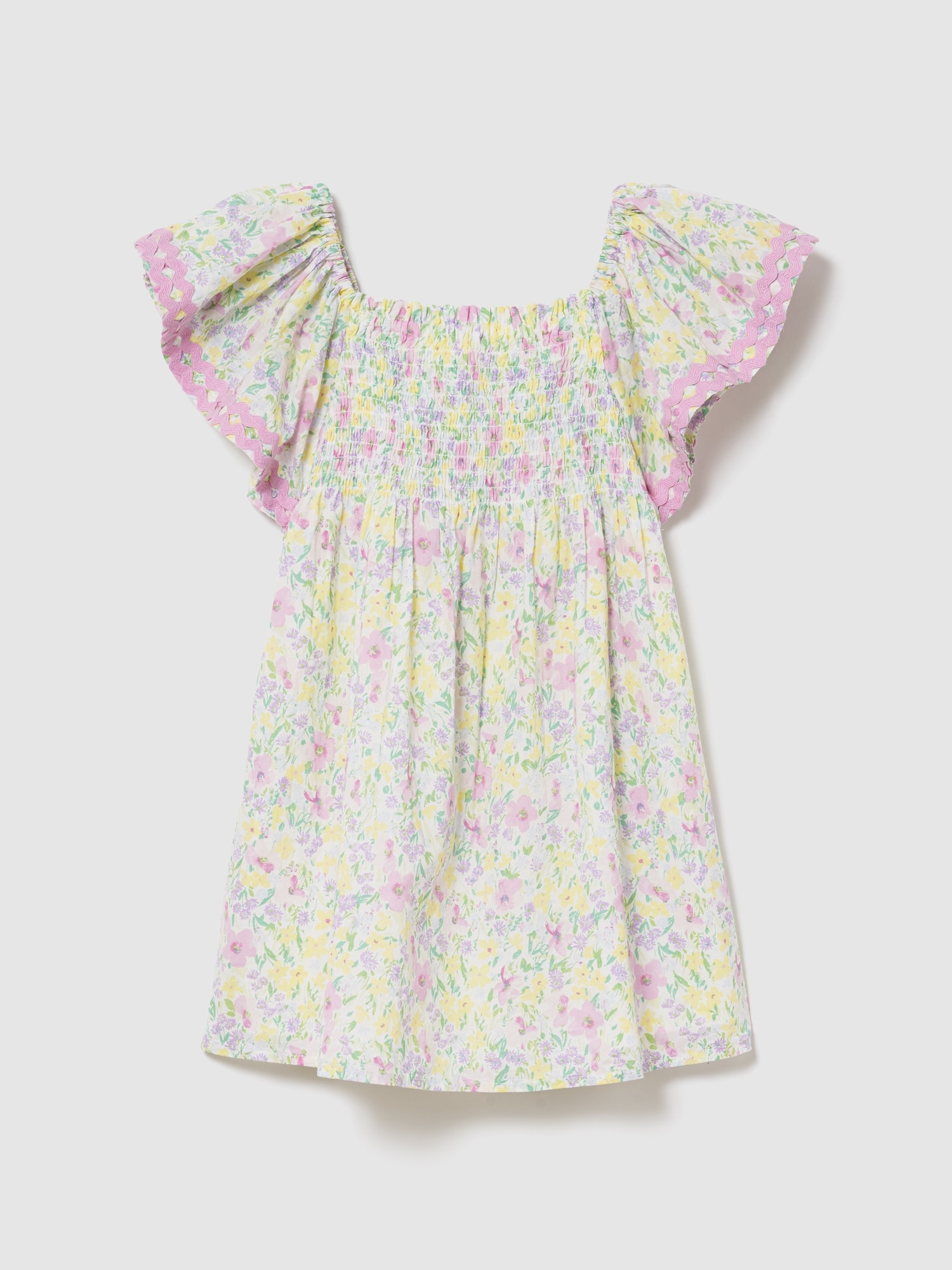 スモッキングギャザー フラッターフリルスリーブ ワンピース (幼児・ベビー)-0