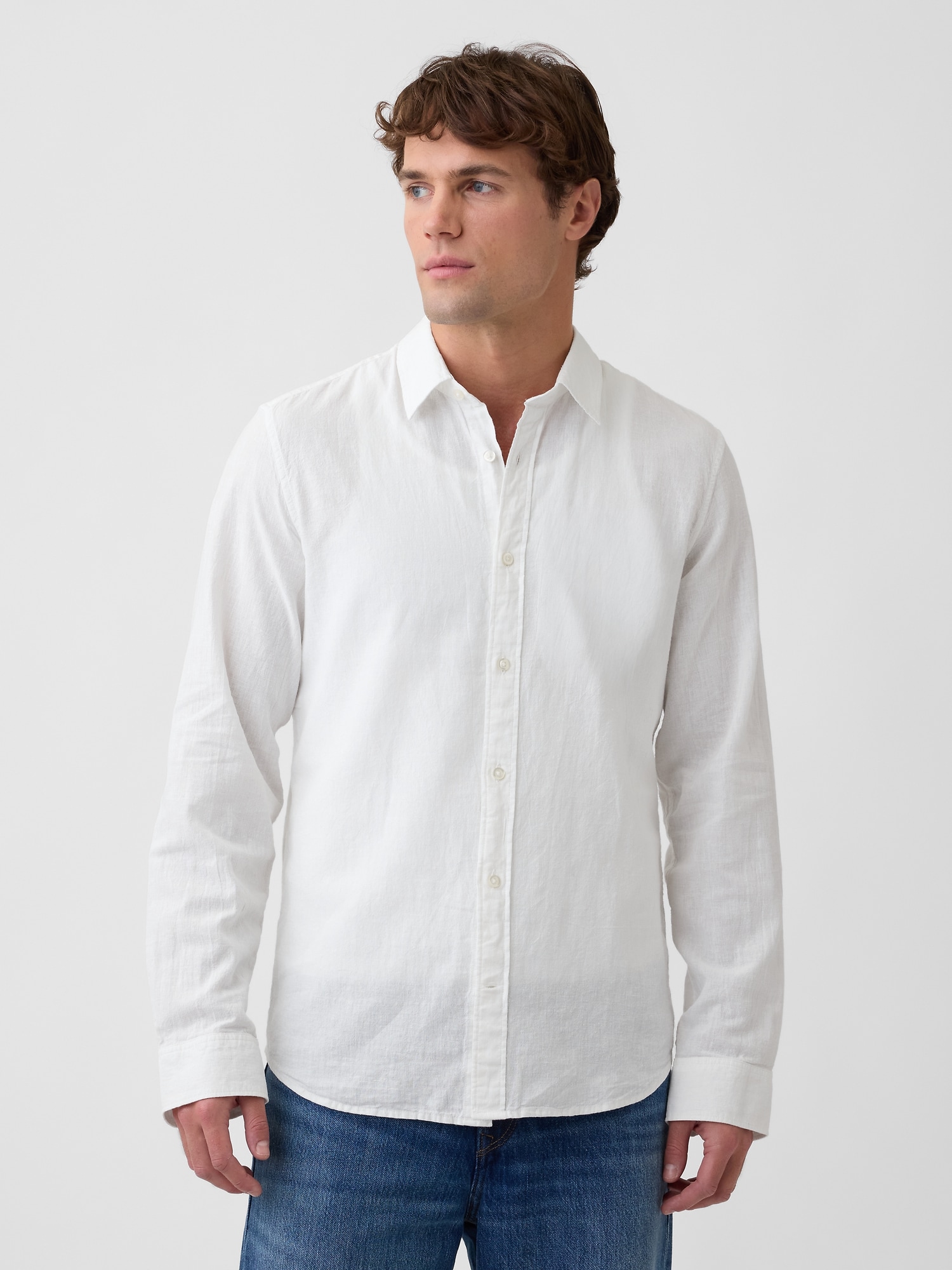 Linen-blend shirt in standard fit