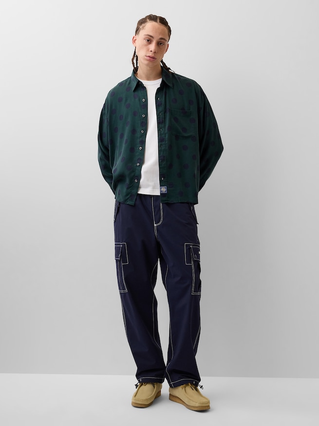 Gap &times; Awake NY ツイル ドット ビッグシャツ-1