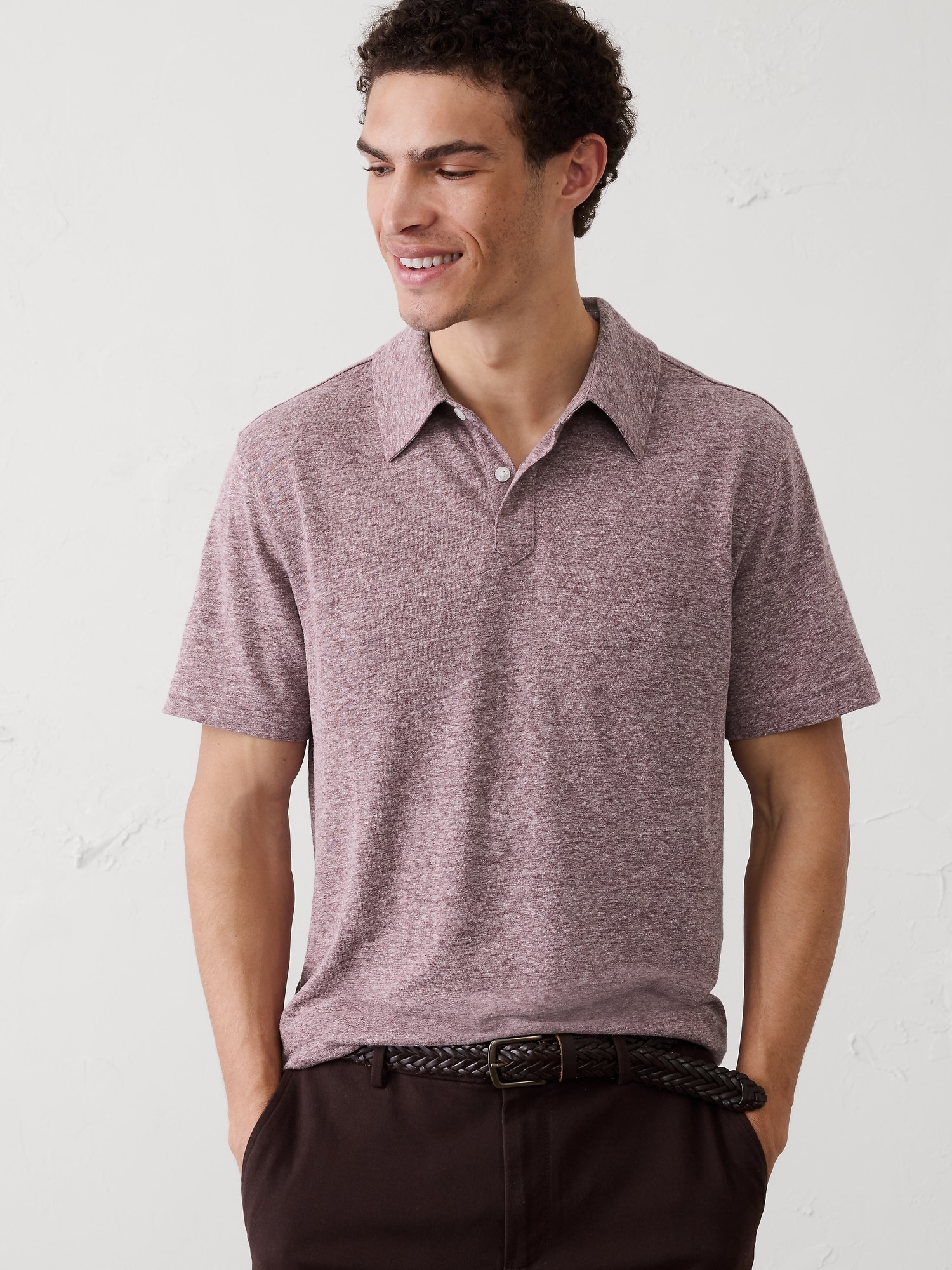 POLO AJUSTÉ EN MÉLANGE DE LIN