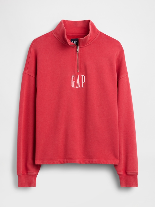 ヘビーウェイト オーバーサイズ GAPロゴ 1/4ジップアップ プルオーバー-4
