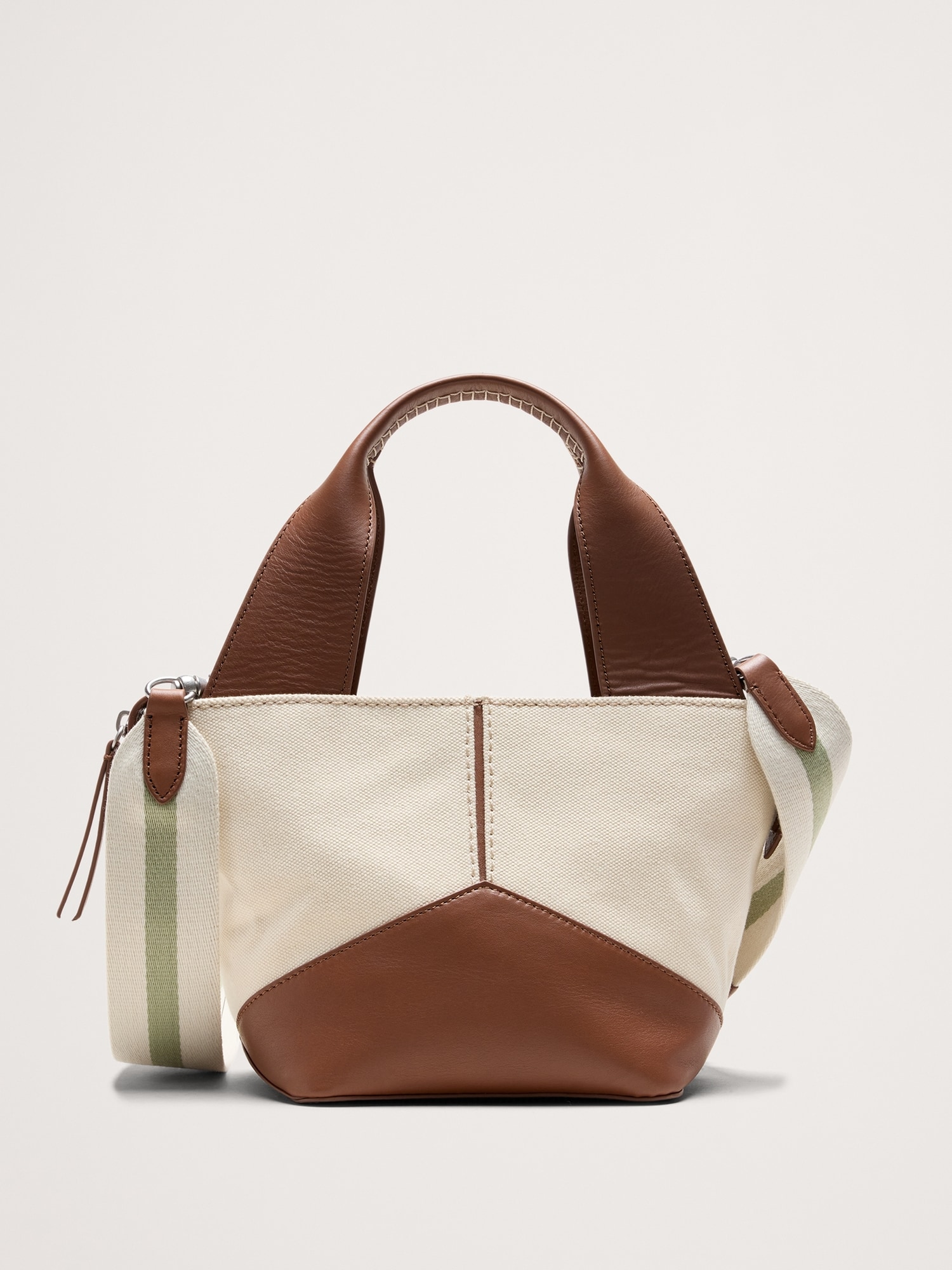 レザー & スエード ミニ ジップトート-0