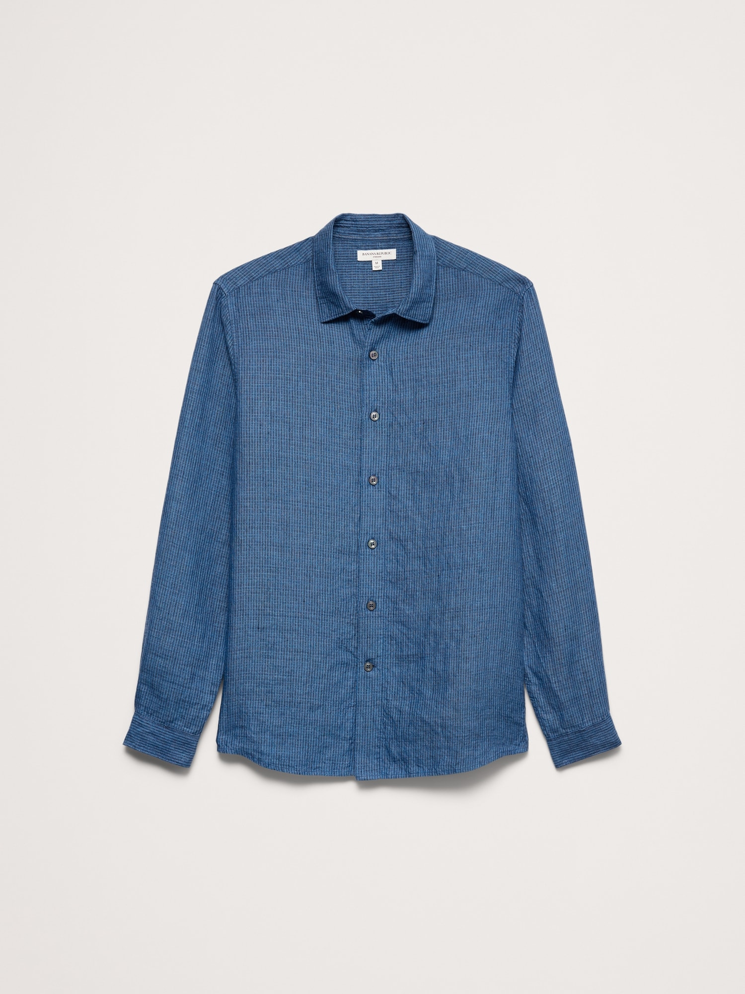 スタンダードフィット テクスチャード リネンコットン シャツ-4