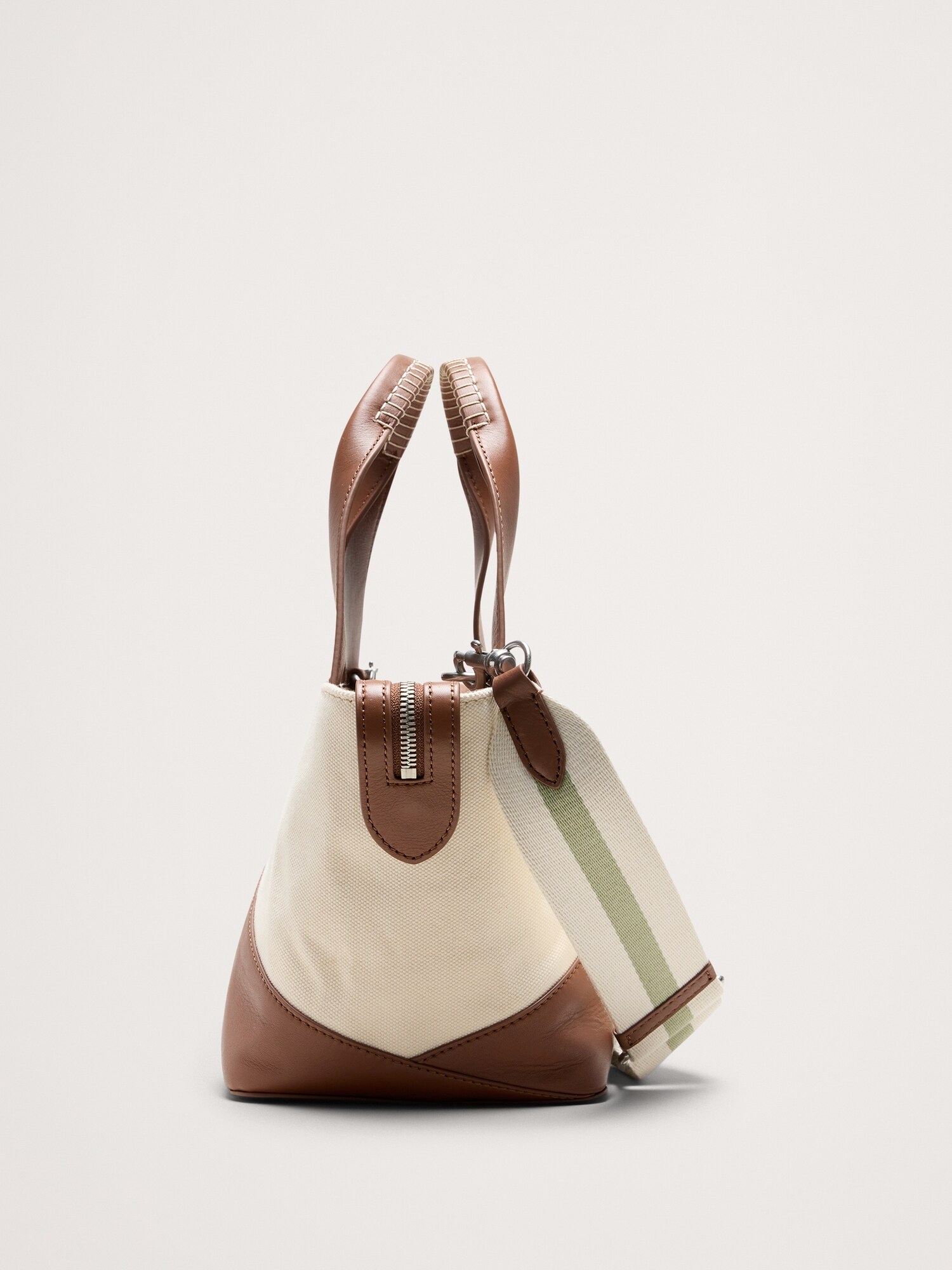 レザー & スエード ミニ ジップトート-1