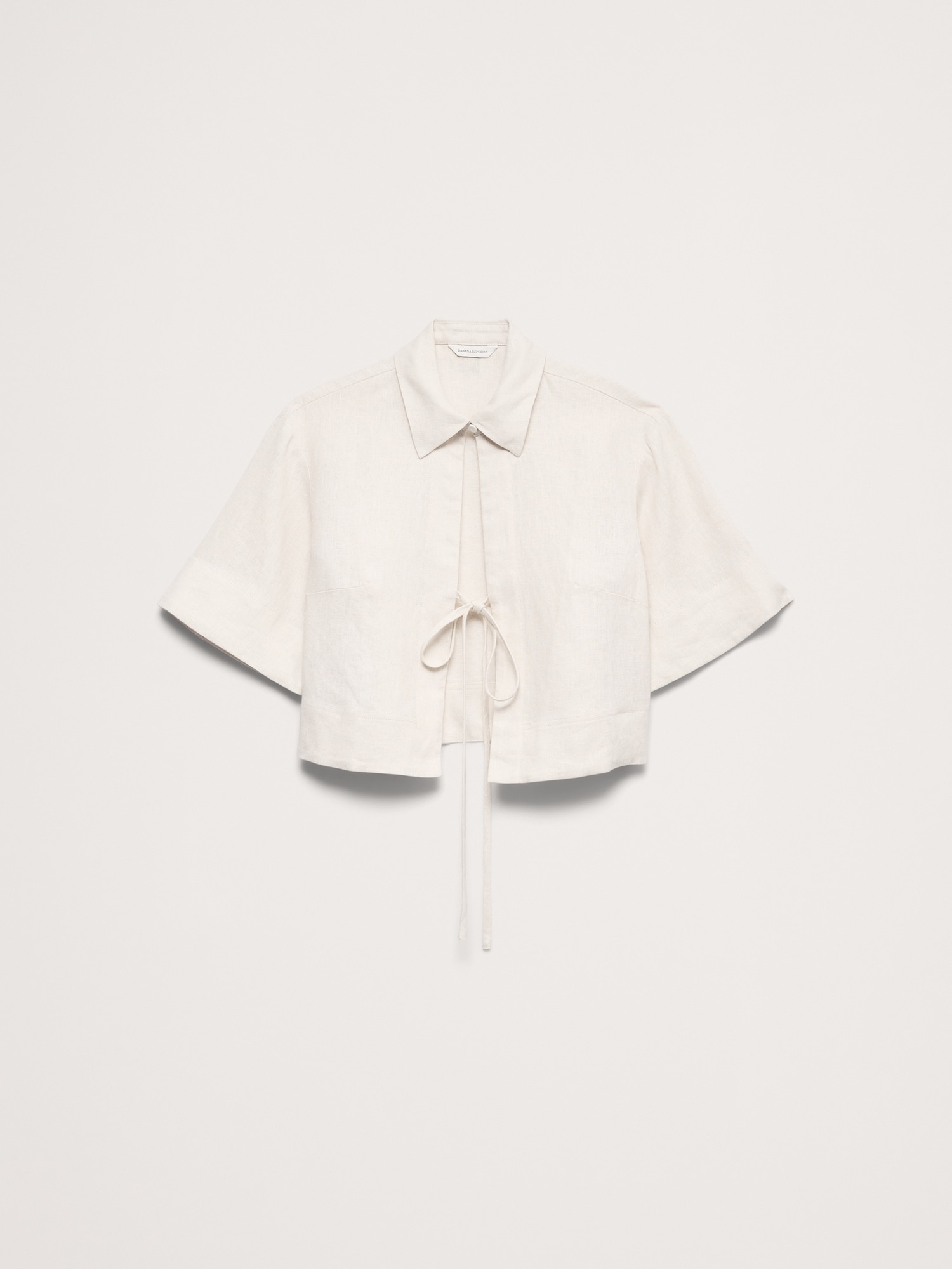 リネン タイフロント シャツ-3