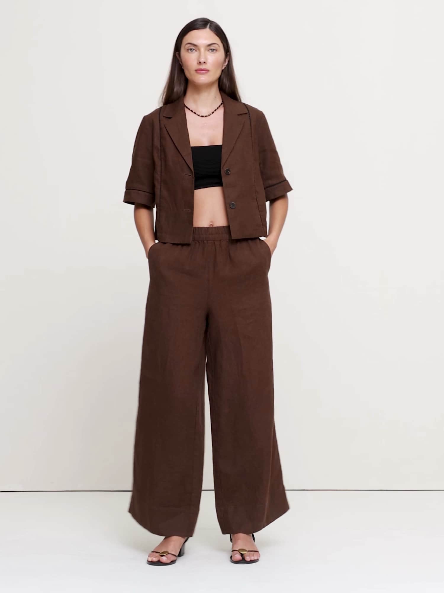 リネン ショートスリーブ ブレザートップス-6