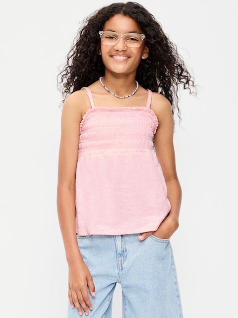 Sleeveless Textured Smocked Top for Girls