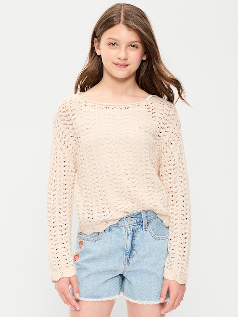 CHANDAIL EN TRICOT POINTELLE À MANCHES LONGUES POUR FILLE
