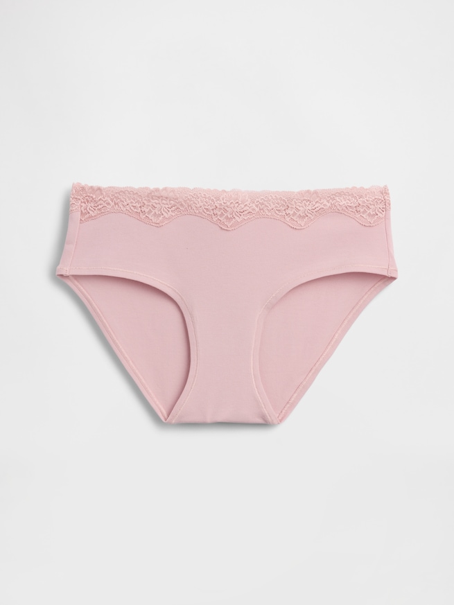 オーガニックコットン ストレッチ レーストリミング ヒップスター-4