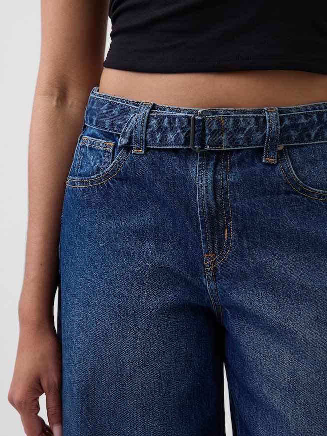 ハイライズ ベルト キュロット バレルデニム-4