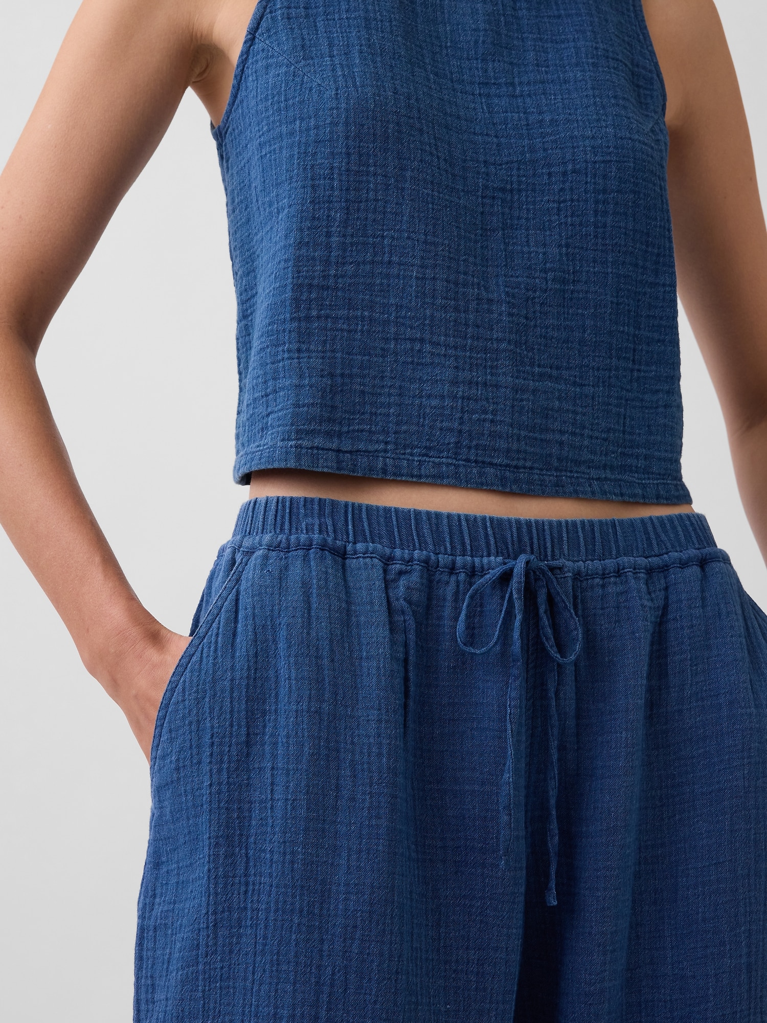 Cotton Gauze Denim Easy Barrel Joggers