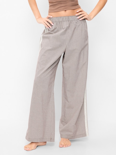 Poplin Wide-Leg Pajama Pants
