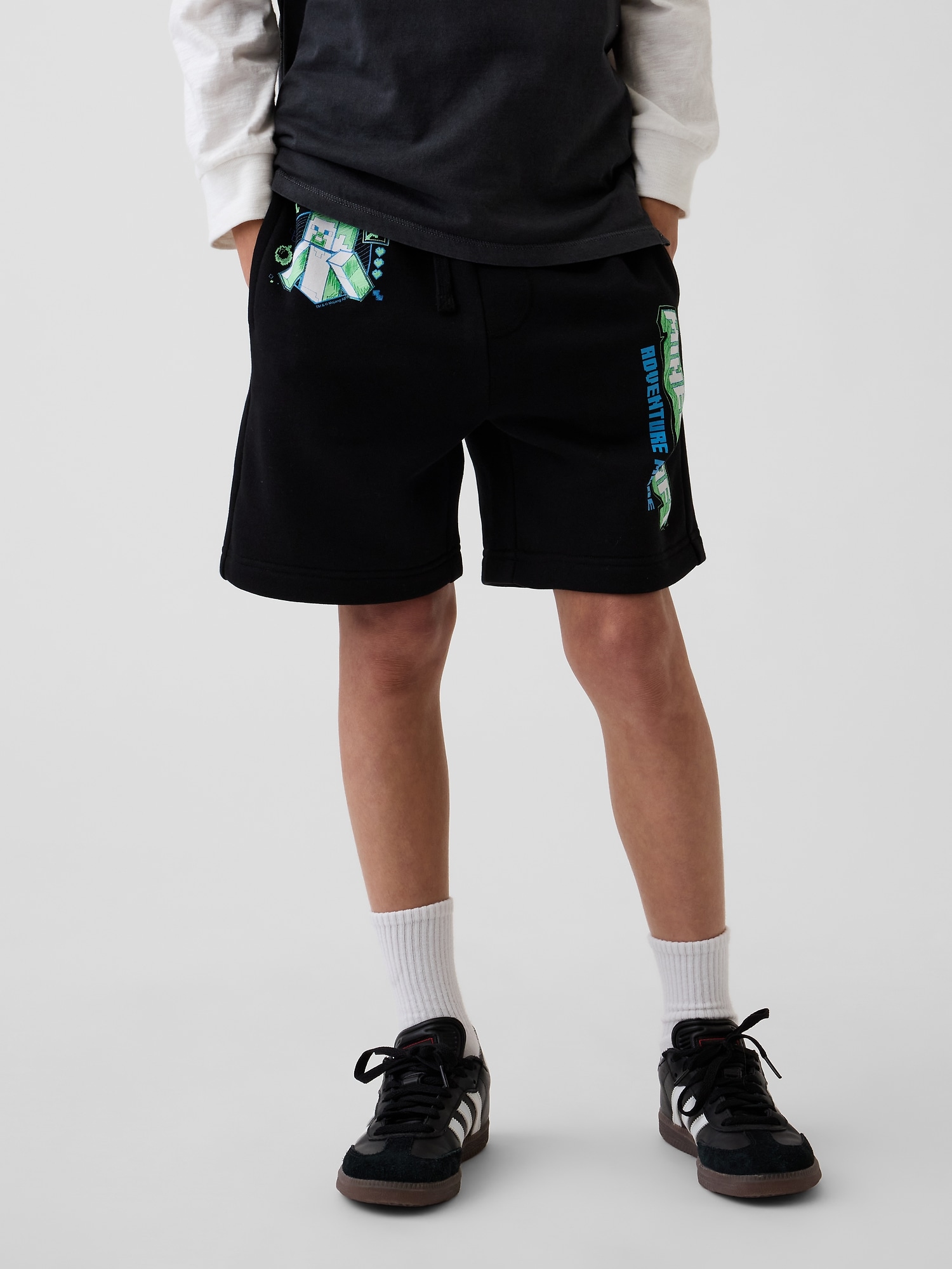 GapKids マインクラフト リラックスフィット プルオン ショートパンツ-0