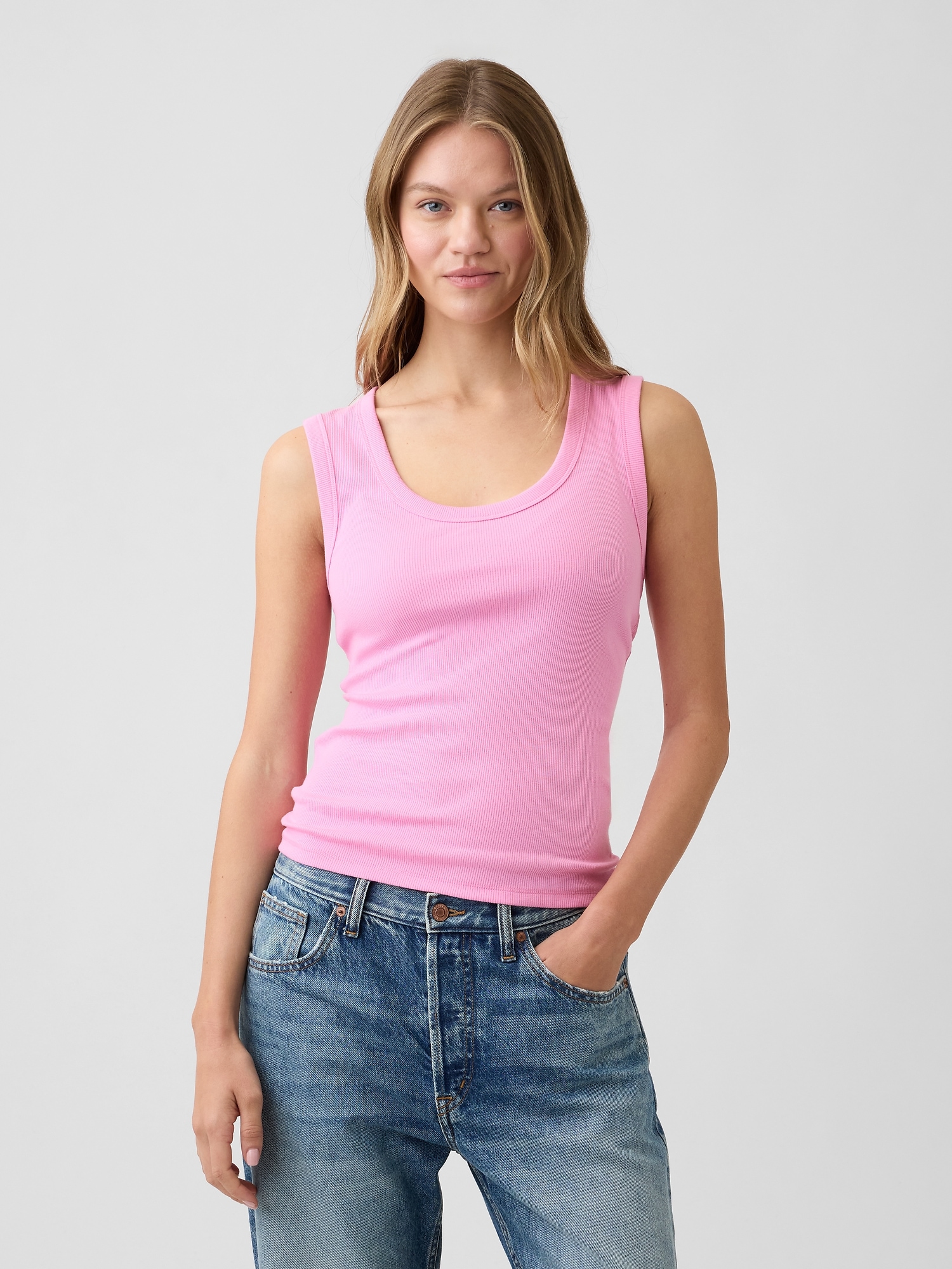 Ribbed Scoopneck Tank Top