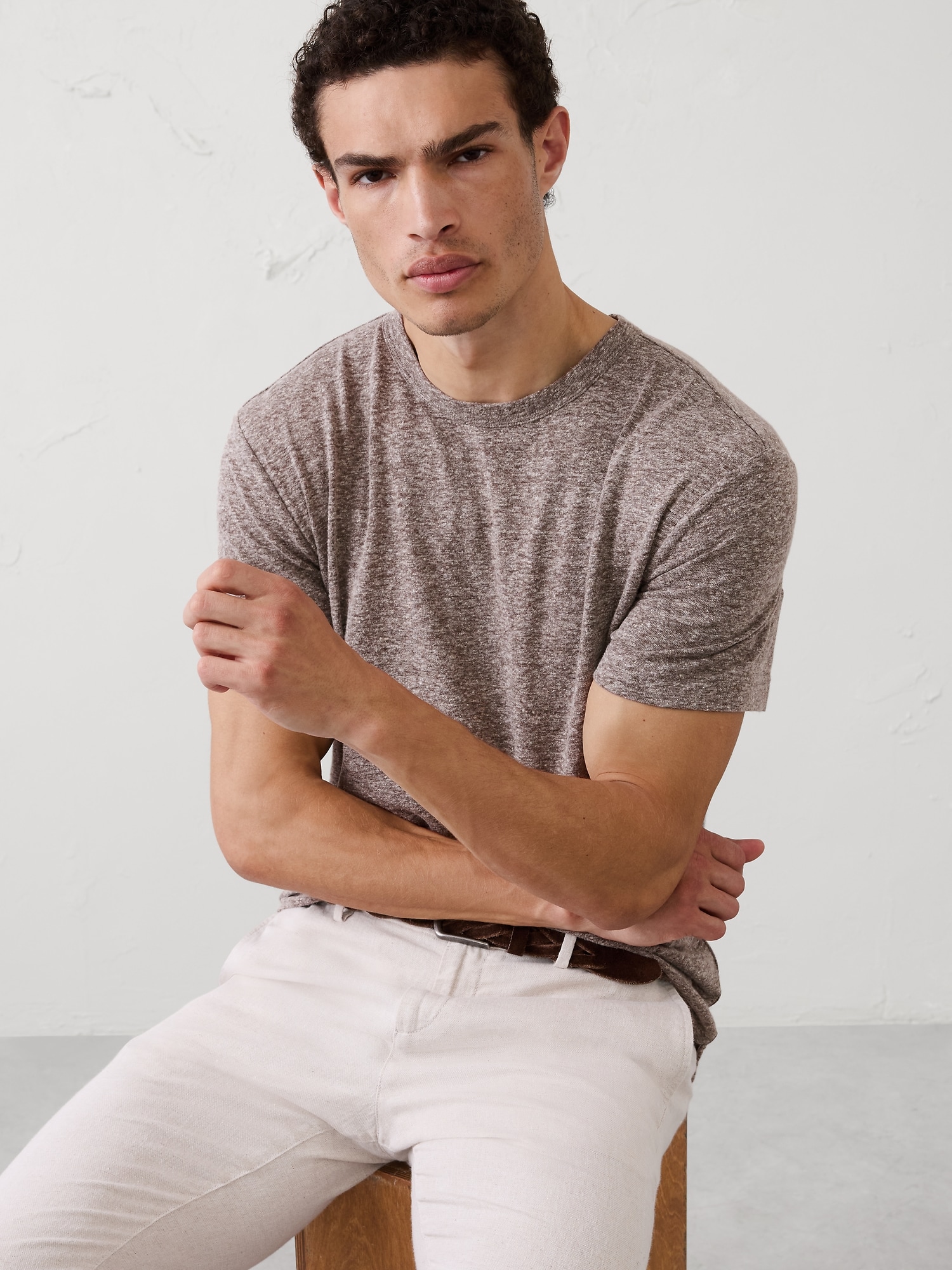 Standard-Fit Linen-Blend T-Shirt