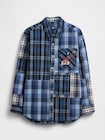 Gap &times; Sean Wotherspoon オーバーサイズ パッチワーク プレイド ロゴシャツ-4