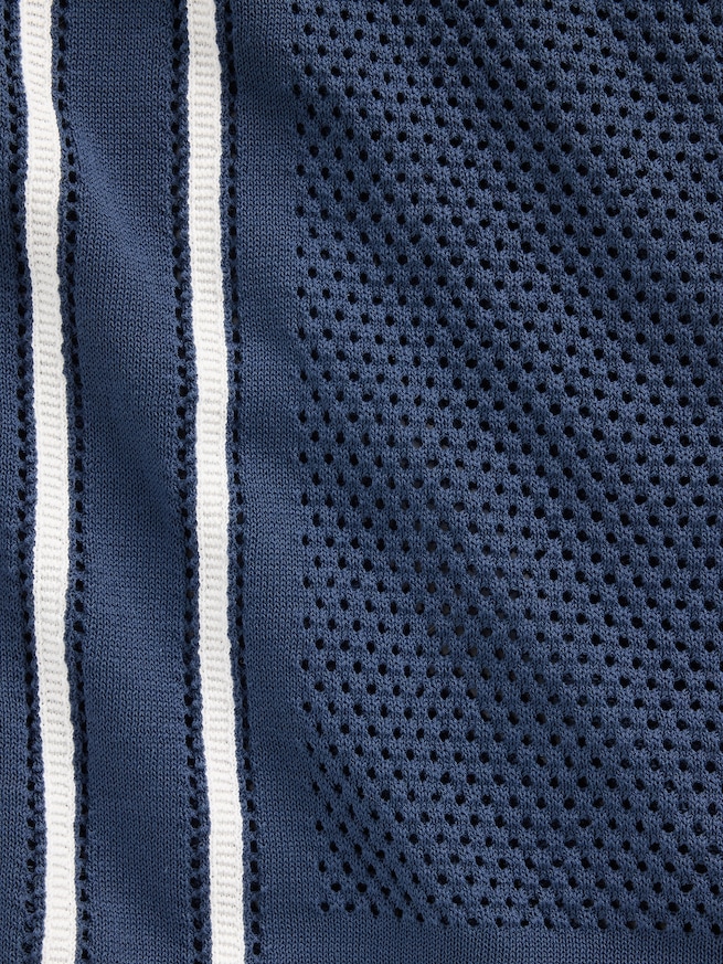 ストライプ キャンプ 襟付きニットシャツ-3