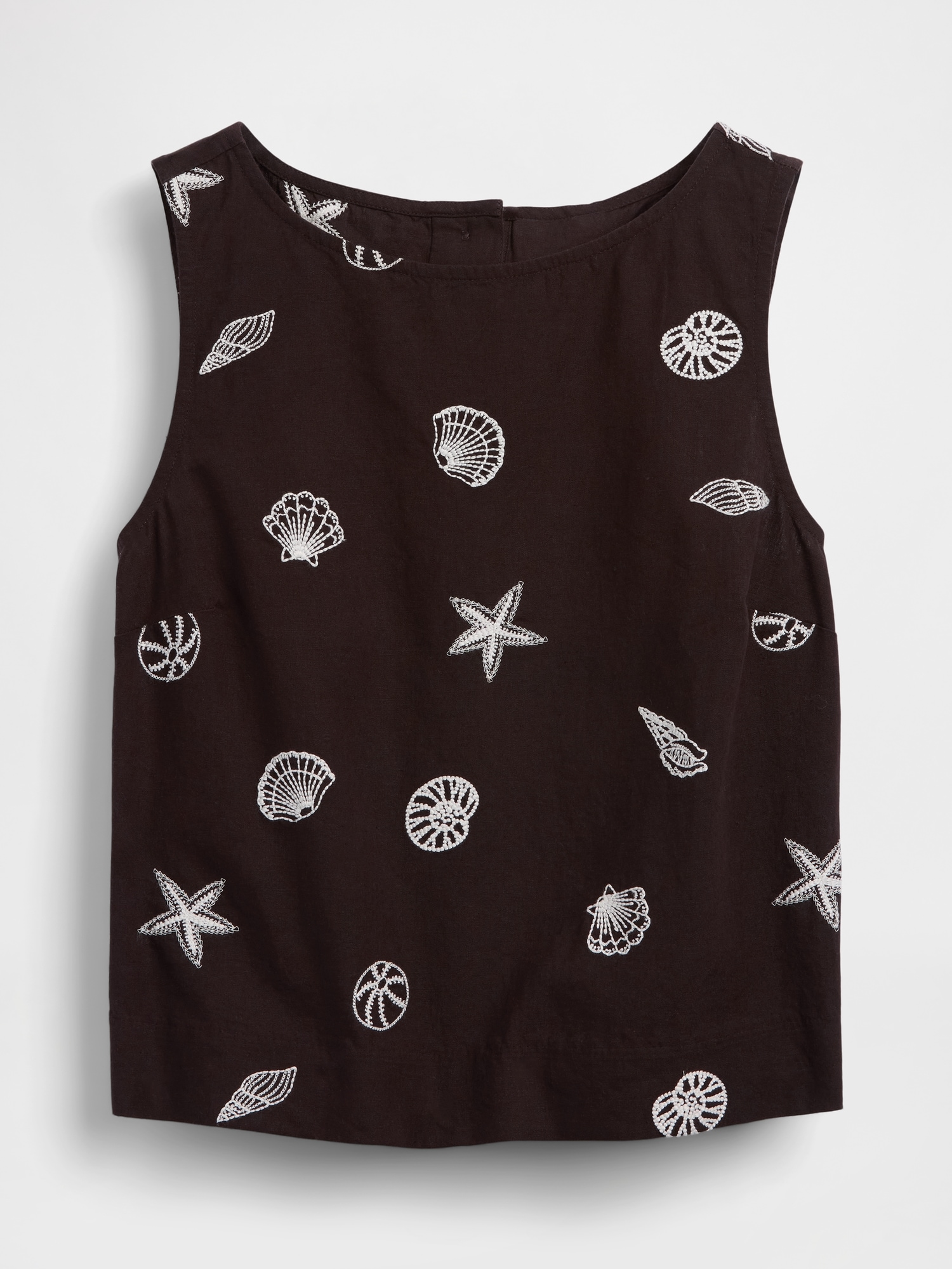 Linen-Blend Crop Shell Tank Top