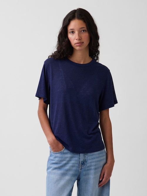 リネンブレンド リラックスフィット Tシャツ