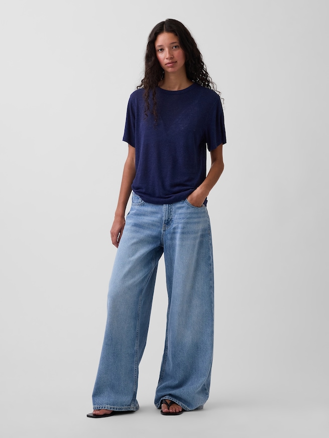 リネンブレンド リラックスフィット Tシャツ-1