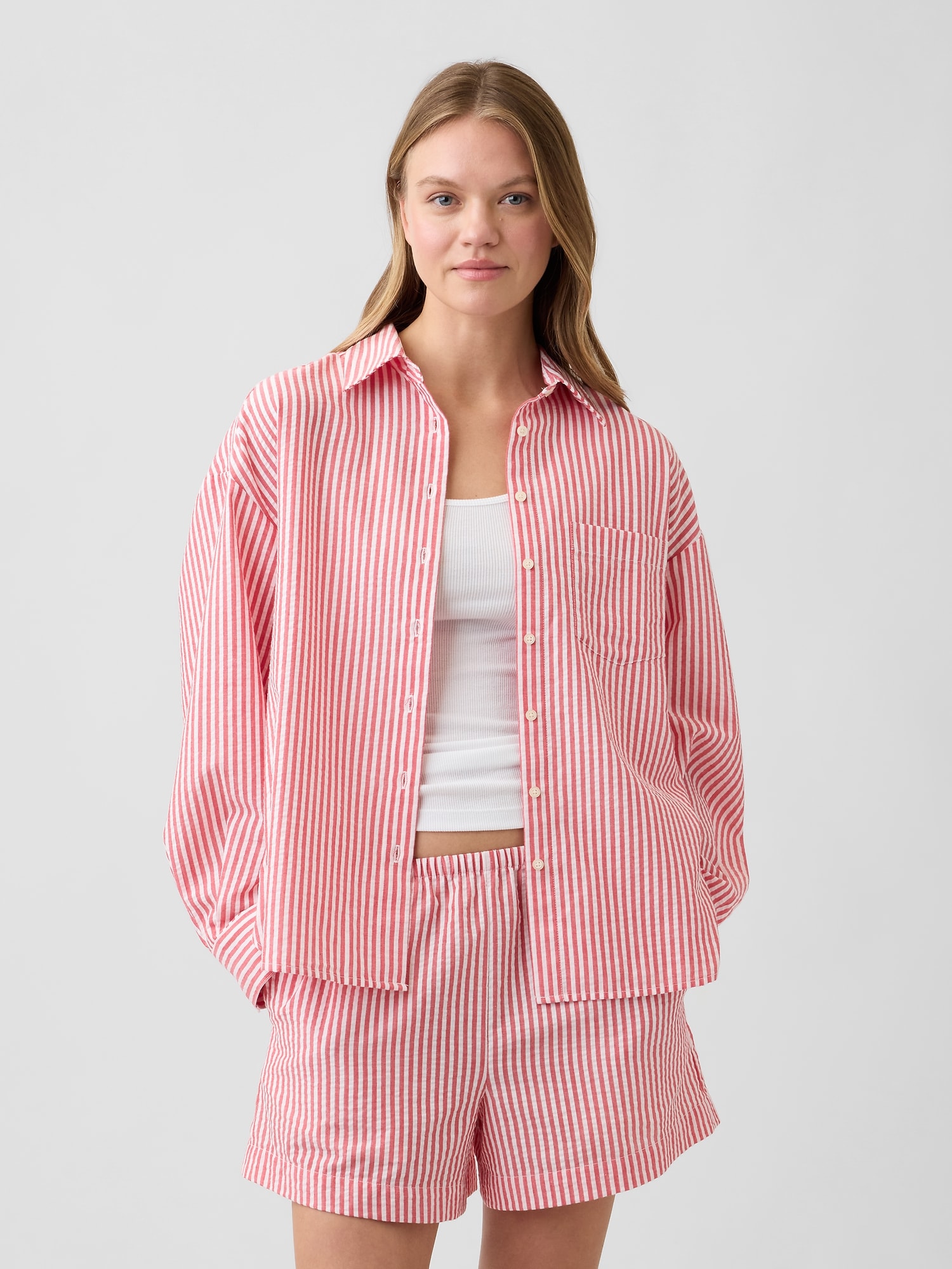 Oversized Shirt in Seersucker