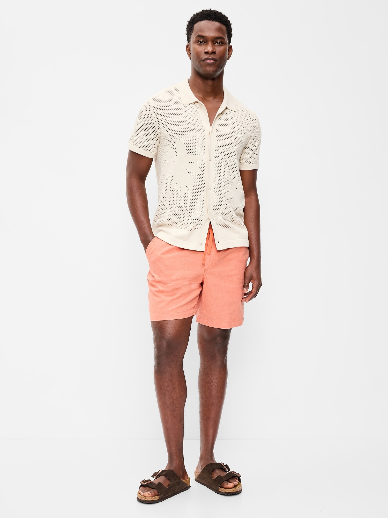 Linen-Blend Jogger Shorts -- 7-inch inseam