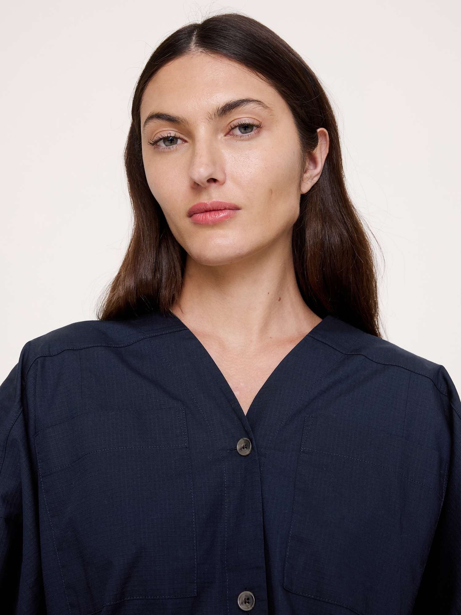 Stretch-Cotton Drawstring-Hem Top