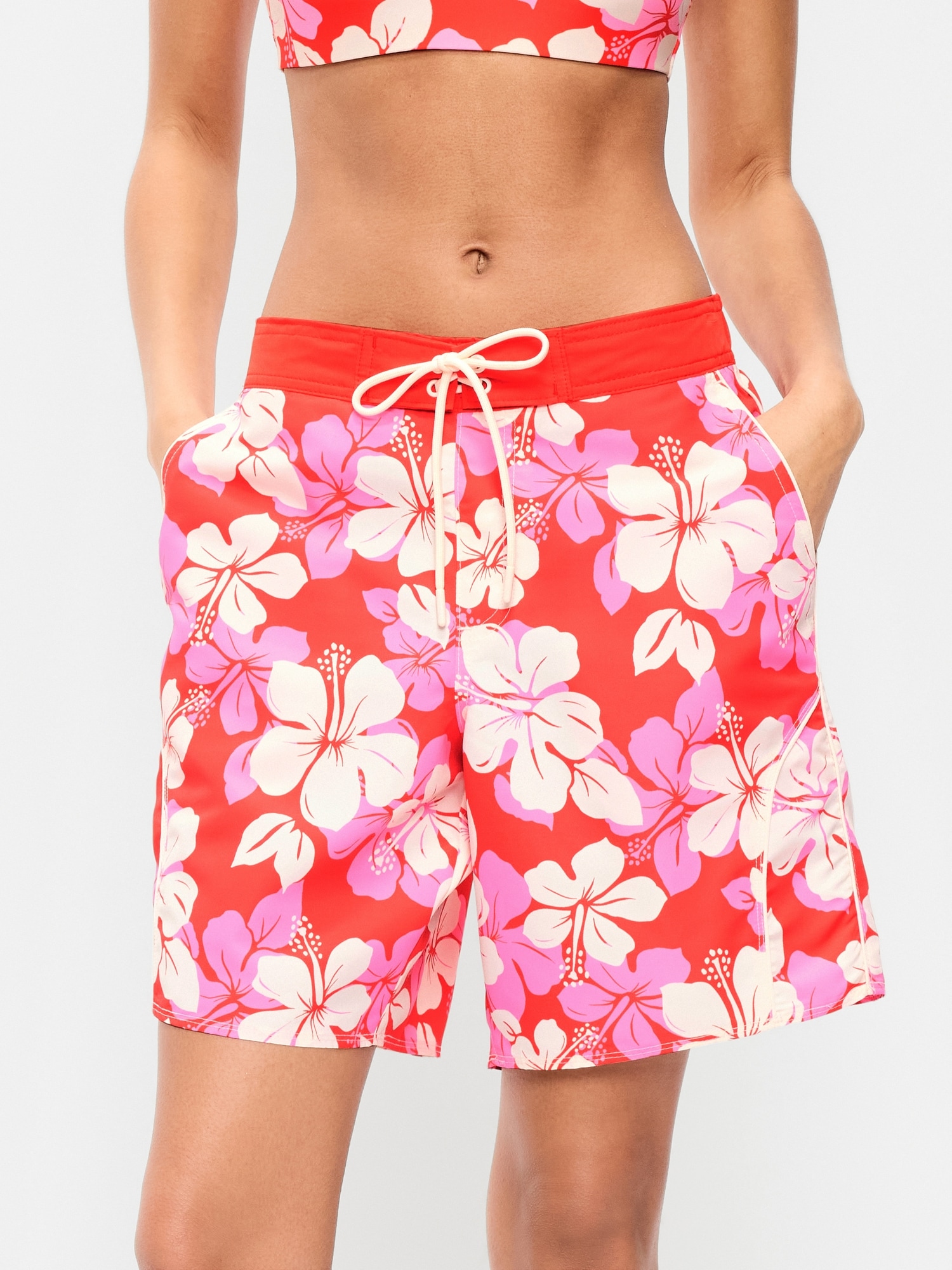 Mid-Rise Loose Swim Board Shorts