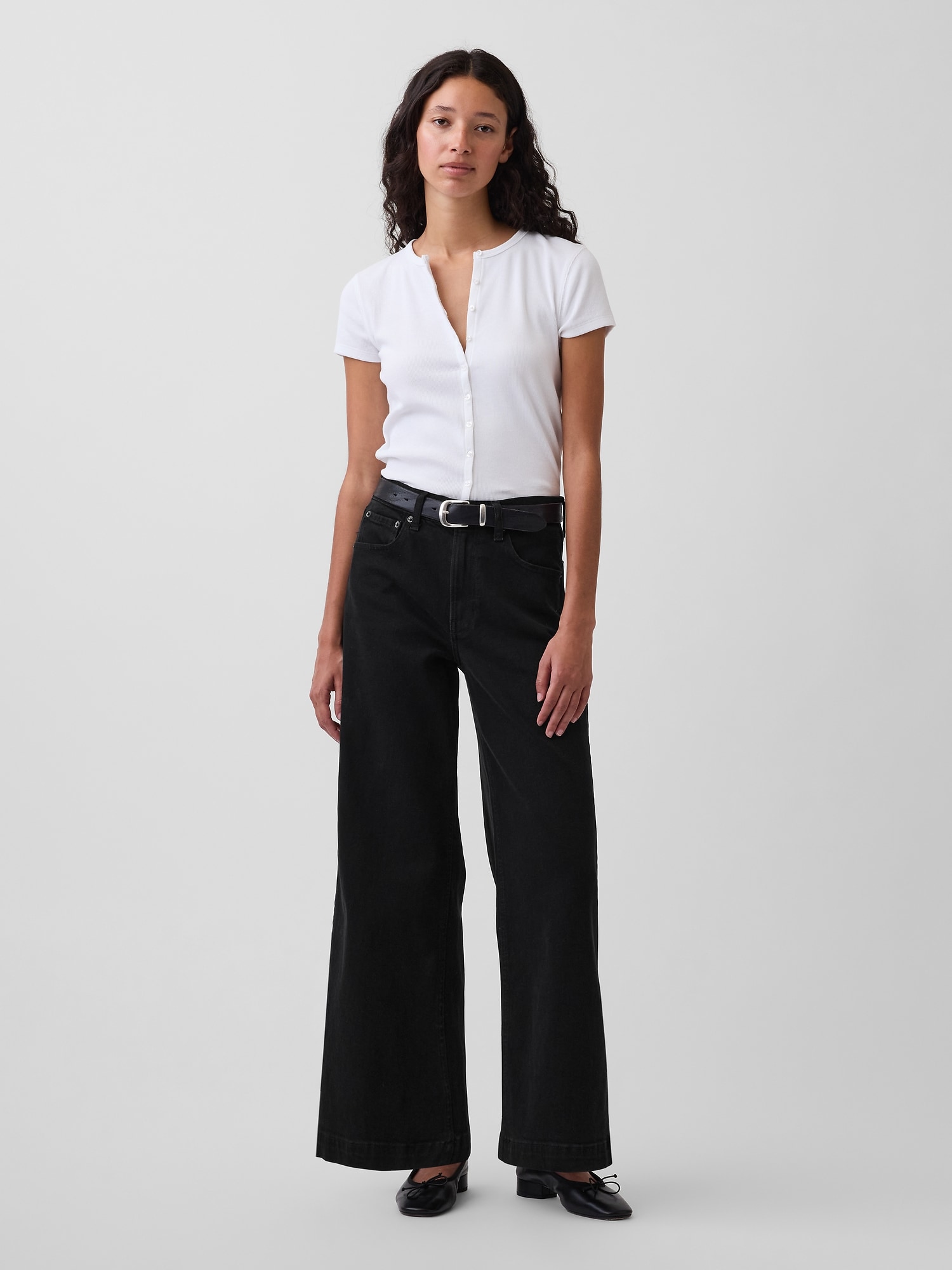 JEAN SPORTIF JAMBE LARGE À TAILLE HAUTE LONGUEUR CHEVILLE