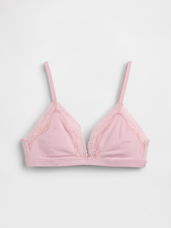 オーガニック ストレッチ コットン レーストリミング トライアングルブラ-5