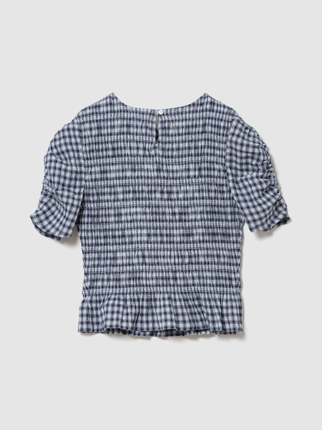 スモッキングギャザー クロップド ペプラムトップス-1