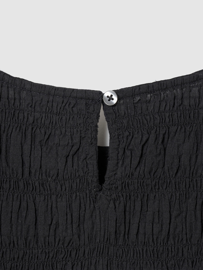 スモッキングギャザー クロップド ペプラムトップス-2