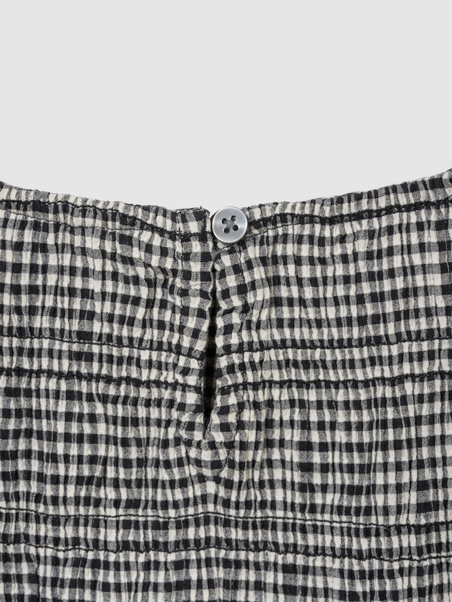 スモッキングギャザー クロップド ペプラムトップス-2