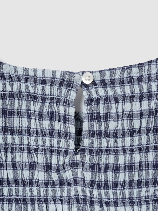 スモッキングギャザー クロップド ペプラムトップス-2