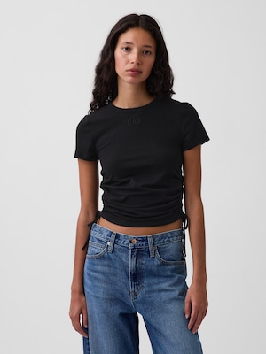 クロースニット ジャージー GAPロゴ ルーシュ サイドタイTシャツ