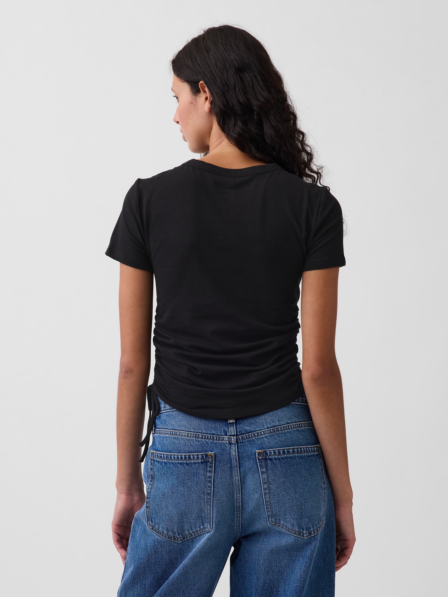 クロースニット ジャージー GAPロゴ ルーシュ サイドタイTシャツ-2