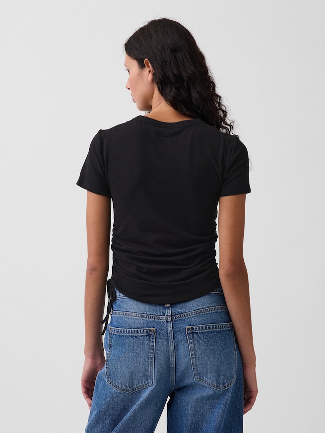 クロースニット ジャージー GAPロゴ ルーシュ サイドタイTシャツ-2