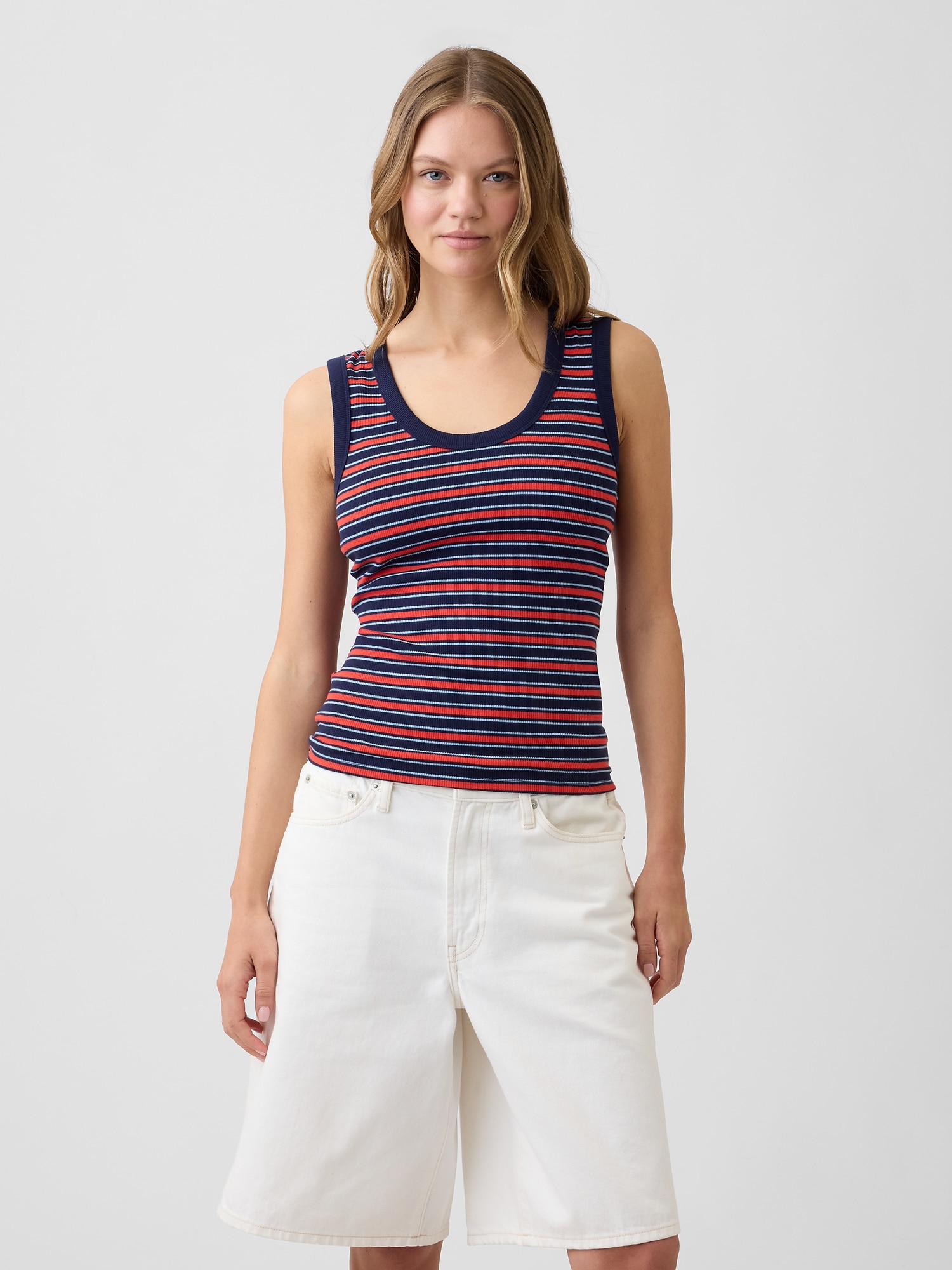 Ribbed Scoopneck Tank Top