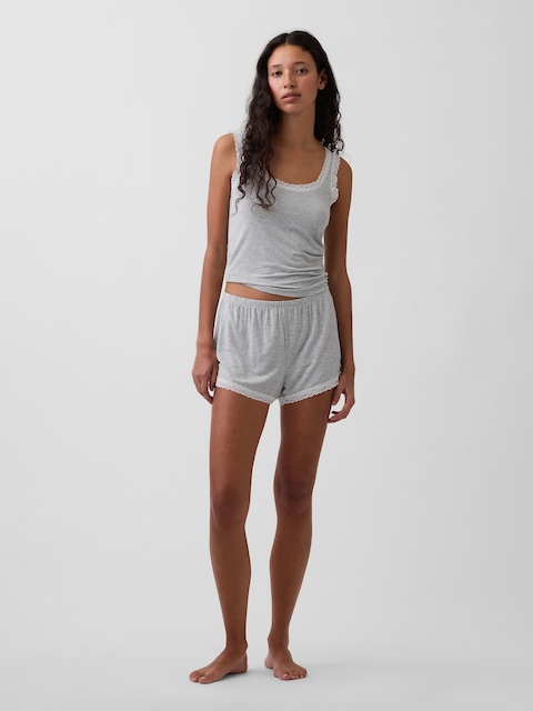MadeSoft Modal Lace-Trim PJ Shorts