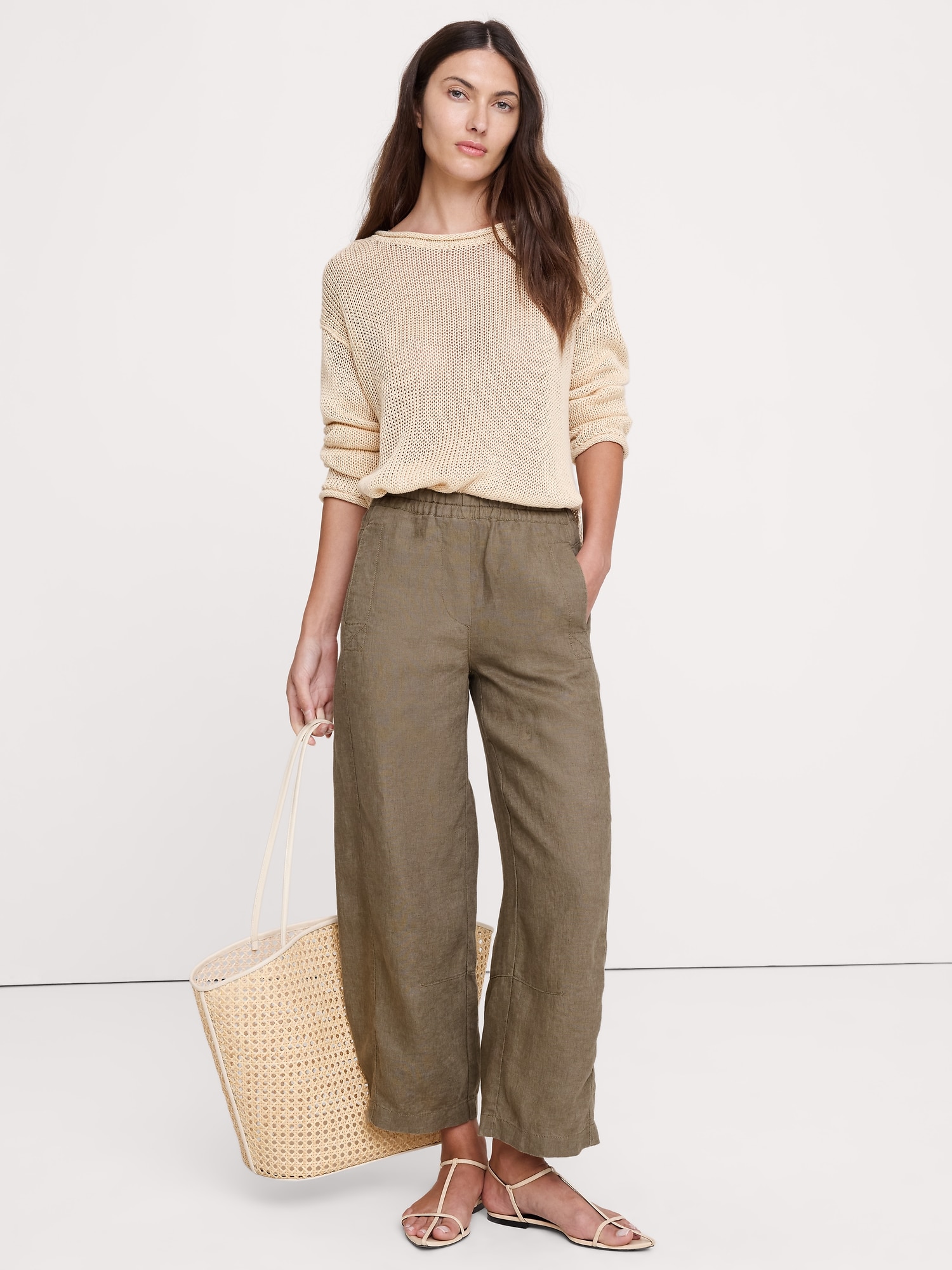 Mid-Rise Relaxed Painter Pull-On Pant in Linen