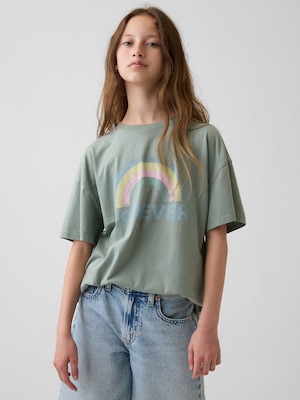 オーバーサイズ チュニック グラフィックTシャツ (キッズ)