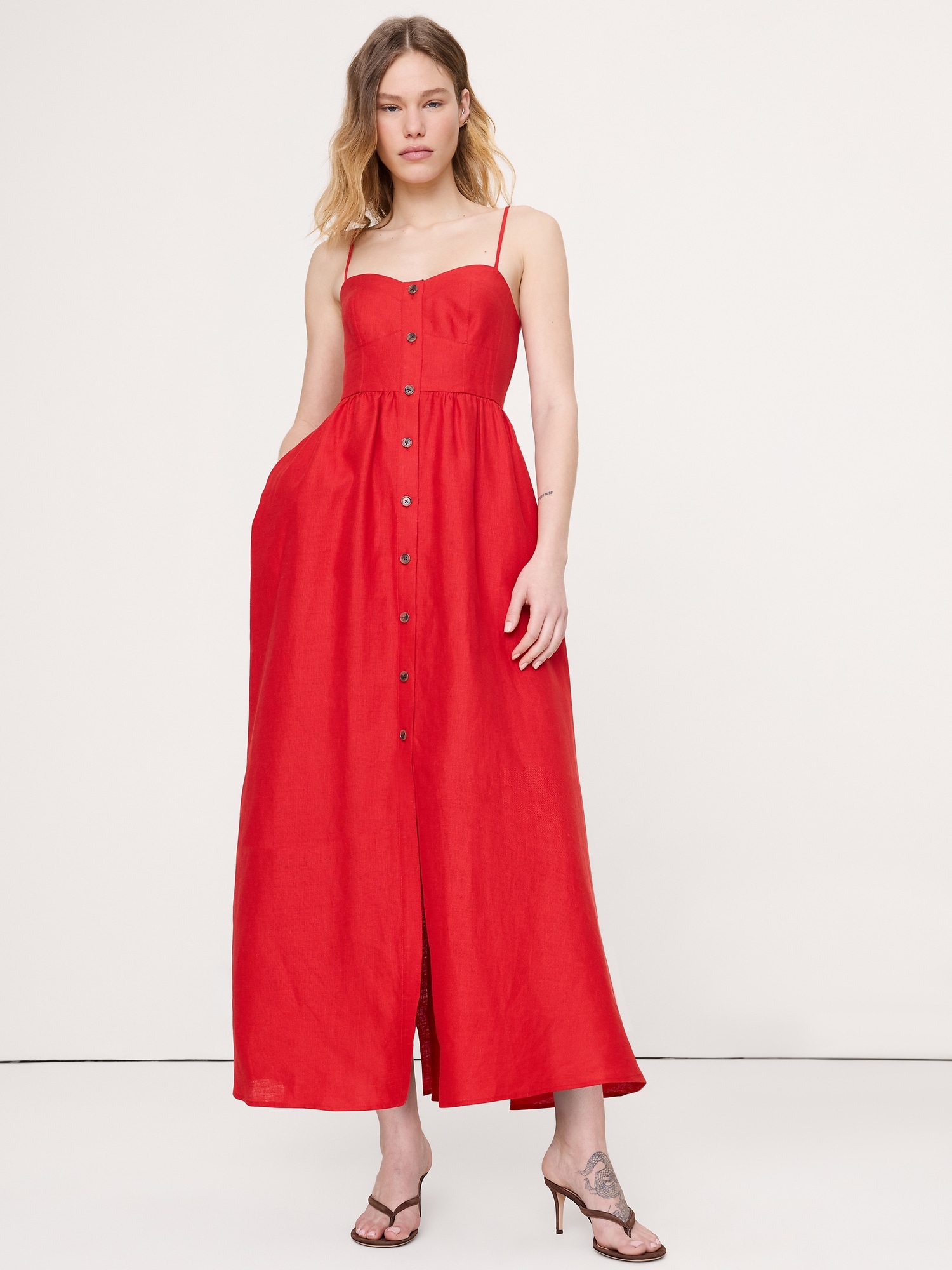 ROBE CORSET BOUTONNÉE EN LIN