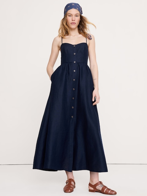 ROBE CORSET BOUTONNÉE EN LIN