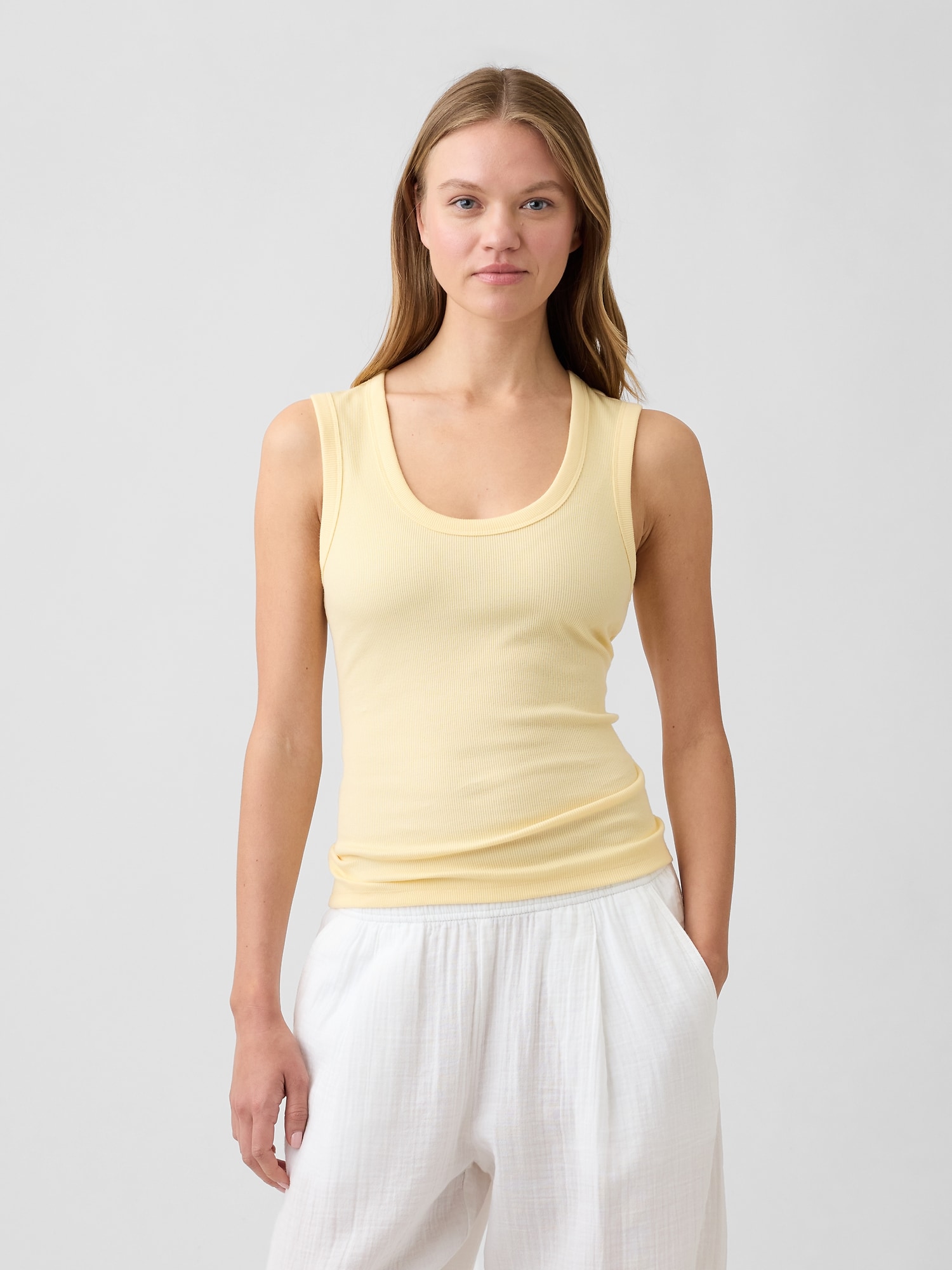 Ribbed Scoopneck Tank Top