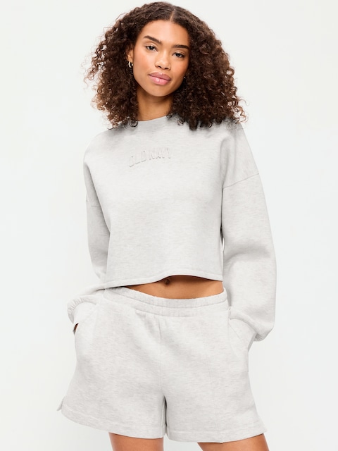 Bounce Fleece Crew-Neck Cropped Sweatshirt