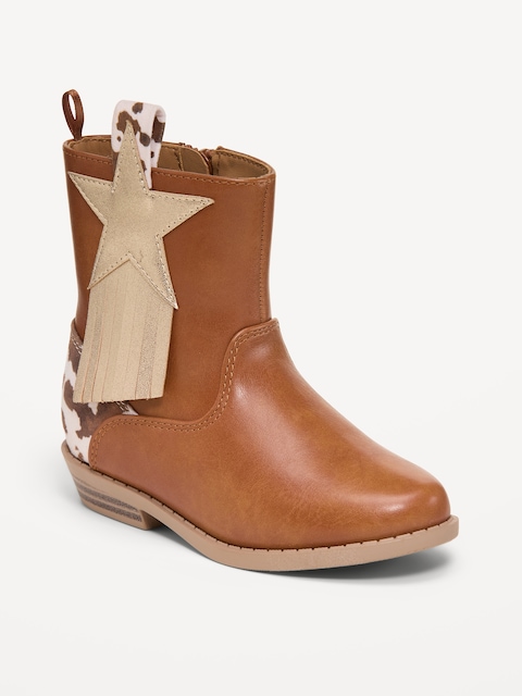 BOTTES WESTERN EN SIMILICUIR À GLISSIÈRE LATÉRALE POUR TOUTE-PETITE